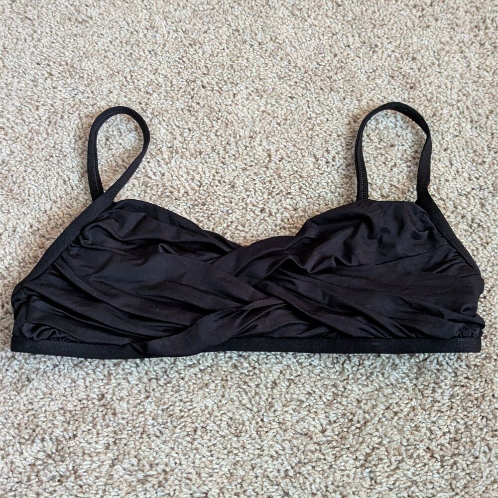 La Blanca Swim Top Womens 10 Black Bralette Style Adjustable Straps Made in USA